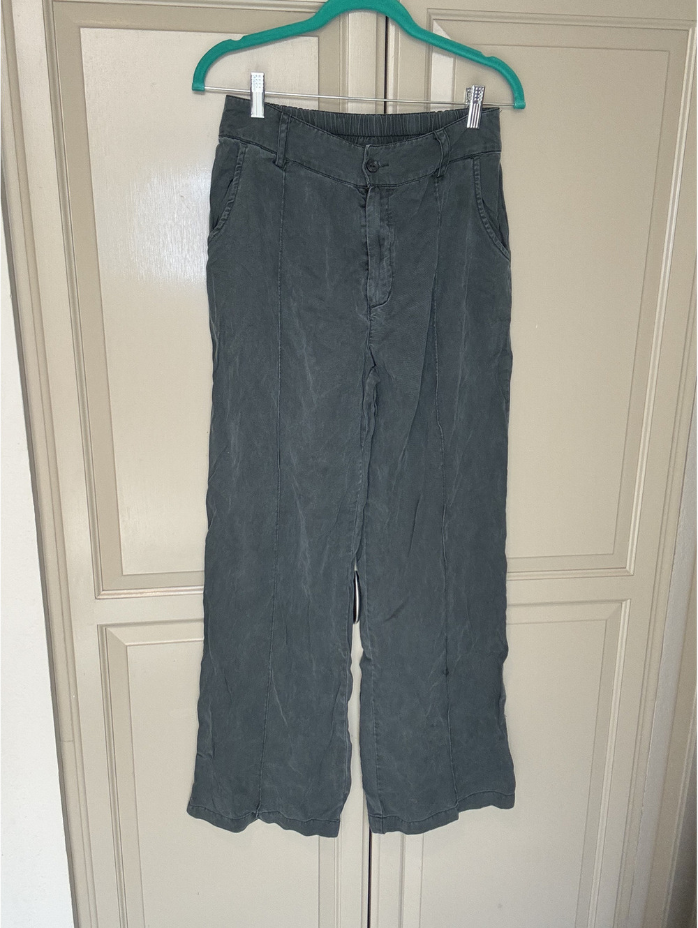 YFB Wide Leg Tencel Pants Grey Green M